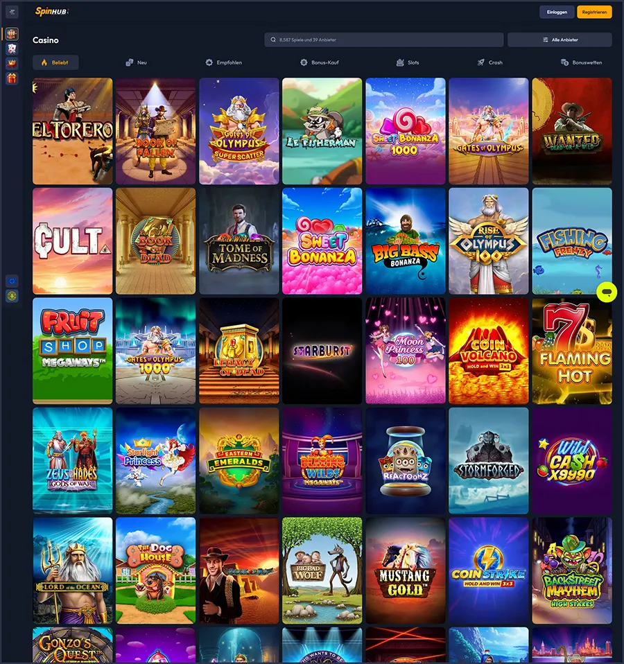 Alle slots bei SpinHub deutschland online casino