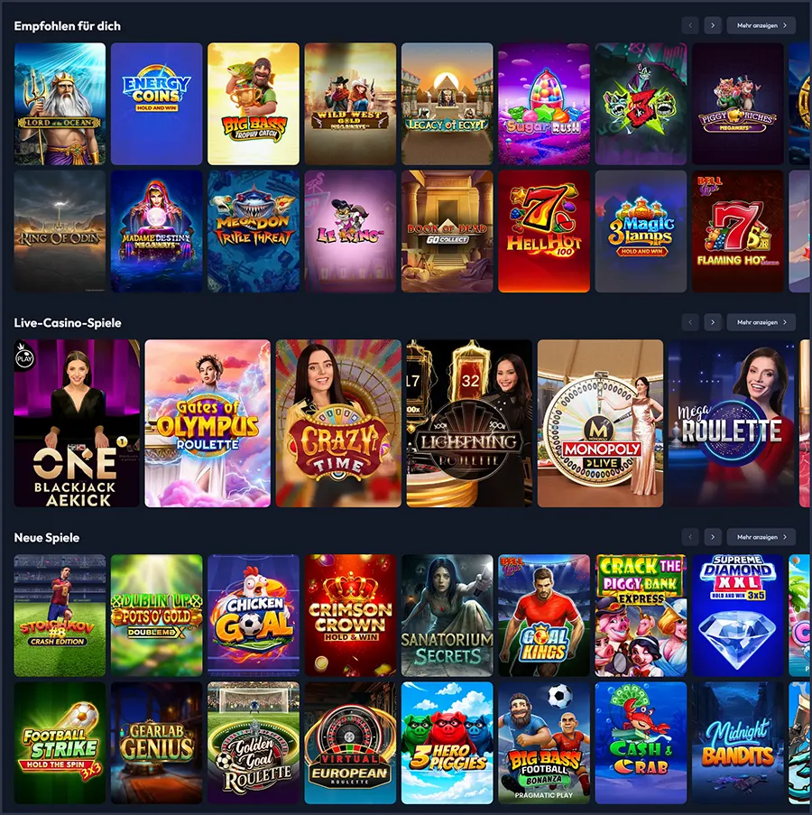 Alle Slots und Casino-Spiele bei SpinHub Casino für deutsche Spieler