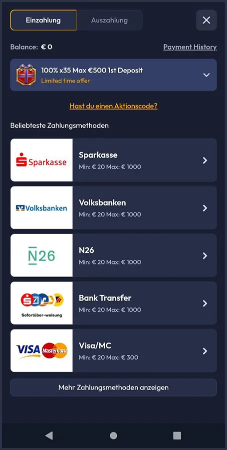 Einzahlungsmethoden im SpinHub Casino